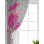 Realhomes Fuşya Palmiye Yaprak Dijital Baskılı Modern Salon Fon Perde Realhomes