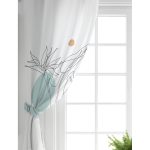 Realhomes Beyaz Zemin Üzerinde Çizim Çiçek Tasarımlı Salon Fon Perde Realhomes