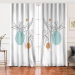 Realhomes Beyaz Zemin Üzerinde Çizim Çiçek Tasarımlı Salon Fon Perde Realhomes