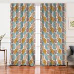 - Perde-5375-Gorsel - Realhomes  Realhomes Mavi Ve Kahverengi Puantiye Zeminli Karakalem Çizim Çiçek Motifli Salon Fon Perde Realhomes