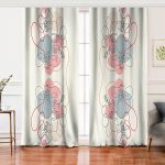 Realhomes Kırmızı Ve Turuncu Şerit Temalı Çiçek Tasarımlı Modern Salon Fon Perde Realhomes