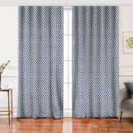 Realhomes Lacivert Kot Zemin Üzerinde Gri Su Damlacıklı Modern Salon Fon Perde Realhomes