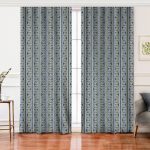 Realhomes Kot Zeminli Düz Çizgili Yaprak Motifli Salon Fon Perde Realhomes