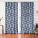 Realhomes Gri Zemin Üzerinde Lacivert Soyut Dijital Baskılı Modern Salon Fon Perde Realhomes