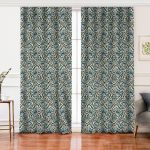 - Perde-5414-Gorsel - Realhomes  Realhomes Leopar Zemin Üzerinde Gümüş Tropik Yapraklar Dijital Baskılı Salon Fon Perde Realhomes