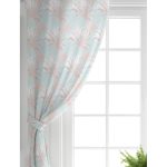 - Perde-5415-Gorsel-1 - Realhomes  Realhomes Gökyüzü Zemin Üzerinde Beyaz Ve Pembe Yaprak Tasarımlı Salon Fon Perde Realhomes