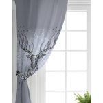 Realhomes Gri Zeminde Yıldız Motifli Geometrik Geyik Dijital Baskılı Salon Fon Perde Realhomes