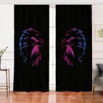 - Perde-5442-Gorsel - Realhomes Realhomes Siyah Zeminde Neon Kartal Motifli Salon Fon Perde Realhomes