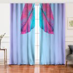 - Perde-5518sol-Gorsel - Realhomes Realhomes Toz Mavisi Zeminli Tropik Yapraklı Özel Tasarım Modern Salon Fon Perde Realhomes