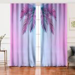 Realhomes Toz Mavisi Zeminli Tropik Yapraklı Özel Tasarım Modern Salon Fon Perde Realhomes