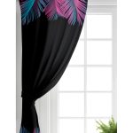 - Perde-5521-Gorsel-1 - Realhomes Realhomes Siyah Zeminli Tropik Yapraklı Özel Tasarım Modern Salon Fon Perde Realhomes