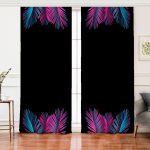 - Perde-5521-Gorsel - Realhomes Realhomes Siyah Zeminli Tropik Yapraklı Özel Tasarım Modern Salon Fon Perde Realhomes