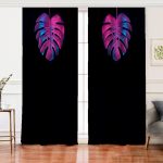 Realhomes Siyah Zeminli Tropik Yapraklı Modern Salon Fon Perde Realhomes