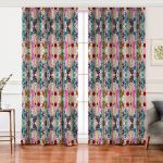 - Perde-5580-Gorsel - Realhomes  Realhomes Renkli Zeminde Geometrik Yaprak Desenli Salon Fon Perde Realhomes