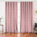 Realhomes Pembe Çizgi Üzerinde Kedicikler Modern Salon Fon Perde Realhomes