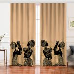 - Perde-5820-Gorsel - Realhomes Realhomes Etnik Desen Zeminli Bebekli Afrika Kadın Motifli Modern Salon Fon Perde Realhomes