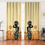 Realhomes Etnik Desen Zeminli Afrika Kadın Motifli Modern Salon Fon Perde Realhomes