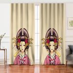 - Perde-5842-Gorsel - Realhomes  Realhomes Masum Baskan Japon Kız Motifli Modern Salon Fon Perde Realhomes