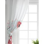 Realhomes Dal Detaylı Şemsiyeli Japon Kızlar Modern Salon Fon Perde Realhomes