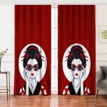 - Perde-5862-Gorsel - Realhomes Realhomes Gözlüklü Cool Japon Kadın Desenli Salon Fon Perde Realhomes