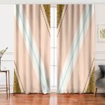 Realhomes Pembe Krem Gold Motifli Dijital Baskılı Modern Salon Fon Perde Realhomes