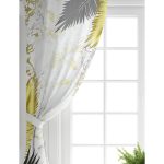 - Perde-7011-Gorsel-1 - Realhomes Realhomes Mermer Zeminli Gold Ve Siyah Yapraklar Dijital Baskılı Modern Salon Fon Perde Realhomes