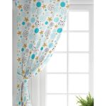 Realhomes Beyaz Zeminde Mavi Puan Gold Yıldızlı Dijital Baskılı Modern Salon Fon Perde Realhomes