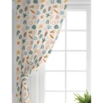 Realhomes Ekru Zeminli Yaprak Motifler Dijital Baskılı Modern Salon Fon Perde Realhomes