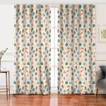 Realhomes Ekru Zeminli Yaprak Motifler Dijital Baskılı Modern Salon Fon Perde Realhomes