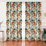 Realhomes Ekru Zeminde Sanatsal Motifler Dijital Baskılı Modern Salon Fon Perde Realhomes