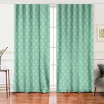 Realhomes Yeşil Zeminde Krem Deniz Yıldızı Tasarımlı Dijital Baskılı Modern Salon Fon Perde Realhomes