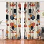 Realhomes Sanatsal Motifli Çiçek Detaylı Dijital Baskılı Modern Salon Fon Perde Realhomes