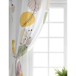 Realhomes Sarı Pudra Renkli İnce Dal Motifli Dijital Baskılı Modern Salon Fon Perde Realhomes