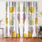 Realhomes Sarı Pudra Renkli İnce Dal Motifli Dijital Baskılı Modern Salon Fon Perde Realhomes