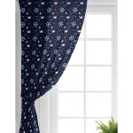 Realhomes Lacivert Zeminli Renkli Yunus Desenli Dijital Baskılı Modern Salon Fon Perde Realhomes