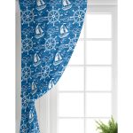 Realhomes Mavi Beyaz Zeminli Deniz Yıldızı Desenli Dijital Baskılı Modern Salon Fon Perde Realhomes