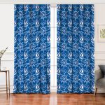 Realhomes Mavi Beyaz Zeminli Deniz Yıldızı Desenli Dijital Baskılı Modern Salon Fon Perde Realhomes