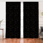 - Perde-7117-Gorsel - Realhomes  Realhomes Gold Zeminde Yatay Siyah Çizgili Dijital Baskılı Modern Salon Fon Perde Realhomes