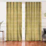 Realhomes Gold Zeminde Beyaz Bohem Çizimli Dijital Baskılı Modern Salon Fon Perde Realhomes