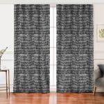 - Perde-7134-Gorsel - Realhomes Realhomes Siyah Beyaz Zeminli Onedraw Çizimli Stay Yazılı Dijital Baskılı Modern Salon Fon Perde Realhomes