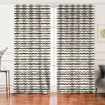 - Perde-7153-Gorsel - Realhomes Realhomes Beyaz Zemin Üzerinde Gold Ve Siyah Renkli Çizgiler Dijital Baskılı Modern Salon Fon Perde Realhomes