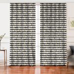 Realhomes Siyah Beyaz Zeminli Gold Yaprak Desenli Dijital Baskılı Modern Salon Fon Perde Realhomes