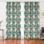 Realhomes Renkli Zemin Üzerinde Onedraw Çizimli Dijital Baskılı Modern Salon Fon Perde Realhomes