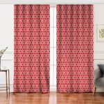 Realhomes Kırmızı Zemin Üzerinde Beyaz Kar tanesi Desenli Dijital Baskılı Modern Salon Fon Perde Realhomes