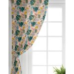 - Perde-7249-Gorsel-1 - Realhomes  Realhomes Pudra Zemin Üzerinde Onedraw Çizimli Yaprak Desenli Dijital Baskılı Modern Salon Fon Perde Realhomes