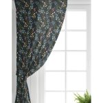 Realhomes Siyah Zemin Üzerinde Renkli Çiçek Desenli Dijital Baskılı Modern Salon Fon Perde Realhomes