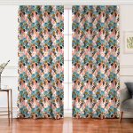 - Perde-7253-Gorsel - Realhomes Realhomes Pudra Zemin Üzerinde Onedraw Çizimli Yaprak Desenli Dijital Baskılı Modern Salon Fon Perde Realhomes