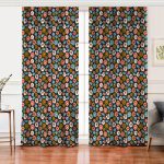 - Perde-7255-Gorsel - Realhomes  Realhomes Siyah Zemin Üzerinde Renkli Çiçek Desenli Dijital Baskılı Modern Salon Fon Perde Realhomes