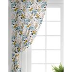 - Perde-7261-Gorsel-1 - Realhomes  Realhomes Beyaz Zeminde Renkli Çiçek Desenli Dijital Baskılı Modern Salon Fon Perde Realhomes