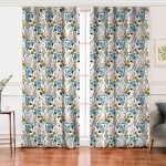 - Perde-7261-Gorsel - Realhomes  Realhomes Beyaz Zeminde Renkli Çiçek Desenli Dijital Baskılı Modern Salon Fon Perde Realhomes